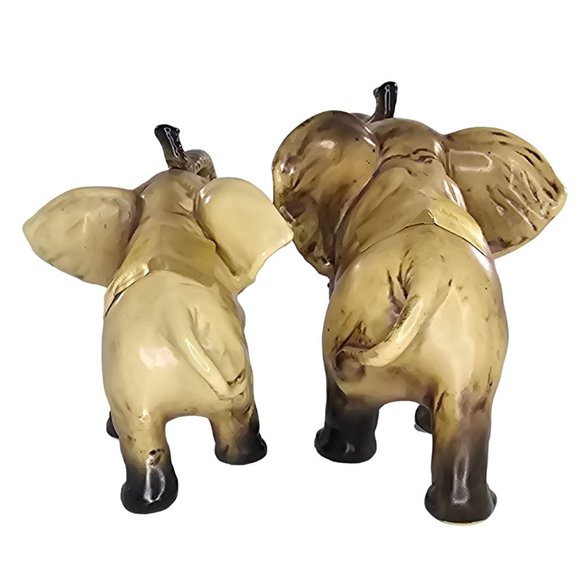Vintage Lefton Elephant Figurine Set H2674 Trunk Up Lucky Gulfgate *FLAWS* - Picture 5 of 11